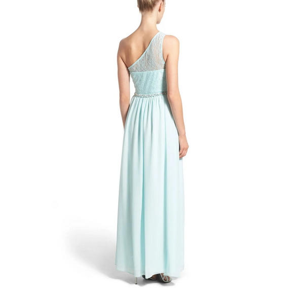 Speechless Women Shilo One Shoulder Gown Light Aqua Size 13 - Picture 2 of 2
